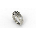 10K White Gold Signature Style Ring, Custom Design